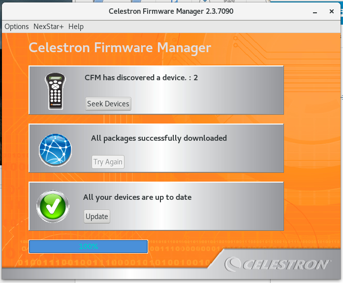 how to install firmware updates on celestron telescope